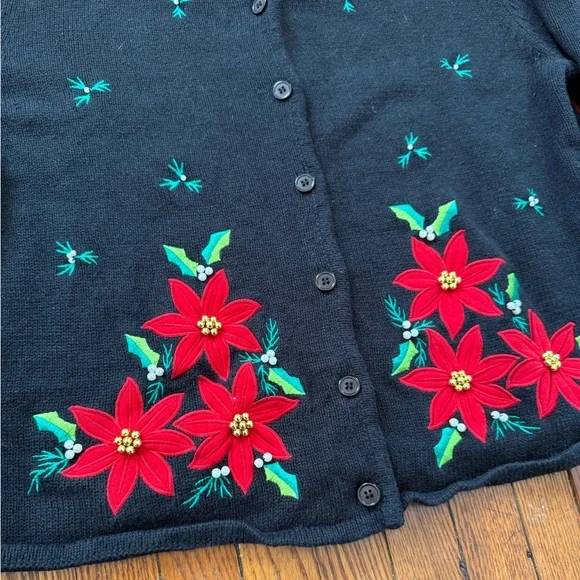 Crystal Kobe Poinsettia Christmas Sweater - Picture 2 of 9